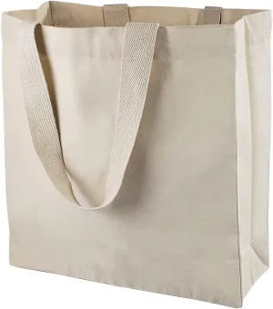Large Shopper Canvas Tote Bags Wholesale - 12 Pack - Reusable Grocery Bags - 15x15x7