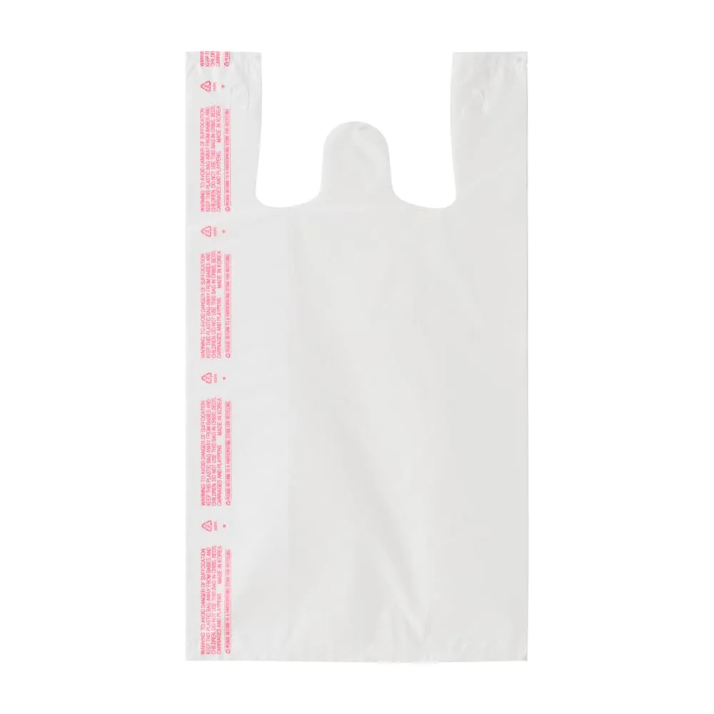 Large White (400 Count) Embossed T-Shirt (400 Count), 12 X 7 X 22, 17 mic, Plain White Plastic Bags, Bulk, Grocery, Retail Bags, Heavy Duty