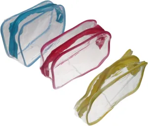 Leadigol 3 PCS Clear Toiletry Bags for Travel, PVC Clear Travel Bags Makeup Bags for Toiletries Multicolor Cosmetic Bags Travel Pouch with Zipper