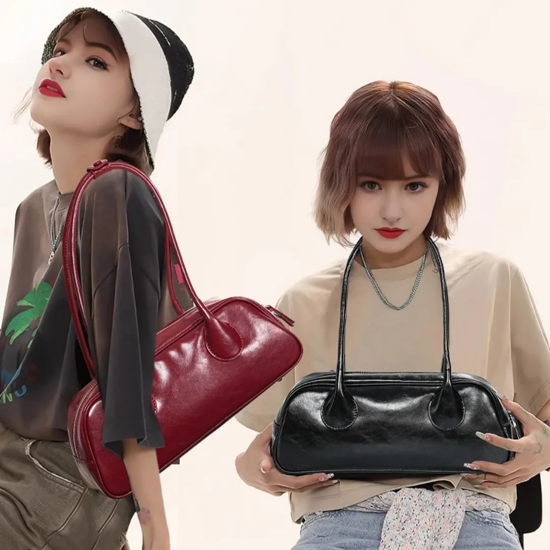 Leather shoulder bag for the underarm area, large capacity women's handbag for daily use