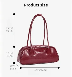 Leather shoulder bag for the underarm area, large capacity women's handbag for daily use