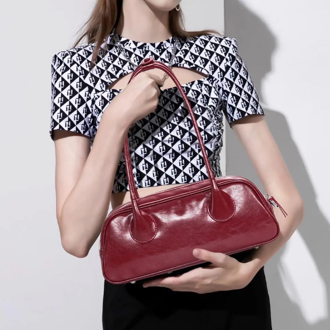 Leather shoulder bag for the underarm area, large capacity women's handbag for daily use