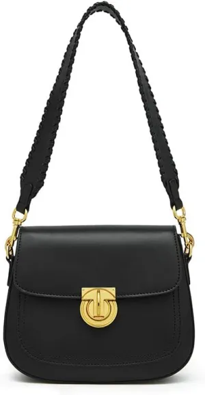 Leather Womens New Shoulder Bags, Leather Fashion Girls Crossbody Saddle Bags Woven Shoulder Straps Underarm Womens Bags, Cell Phone Bags