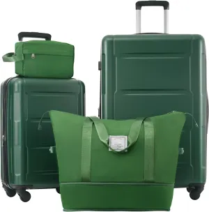 Lightweight 2 Piece Luggage Set for Stress-Free Travel, Ergonomic Spinner Wheels, Expandable for Extra Space, Green