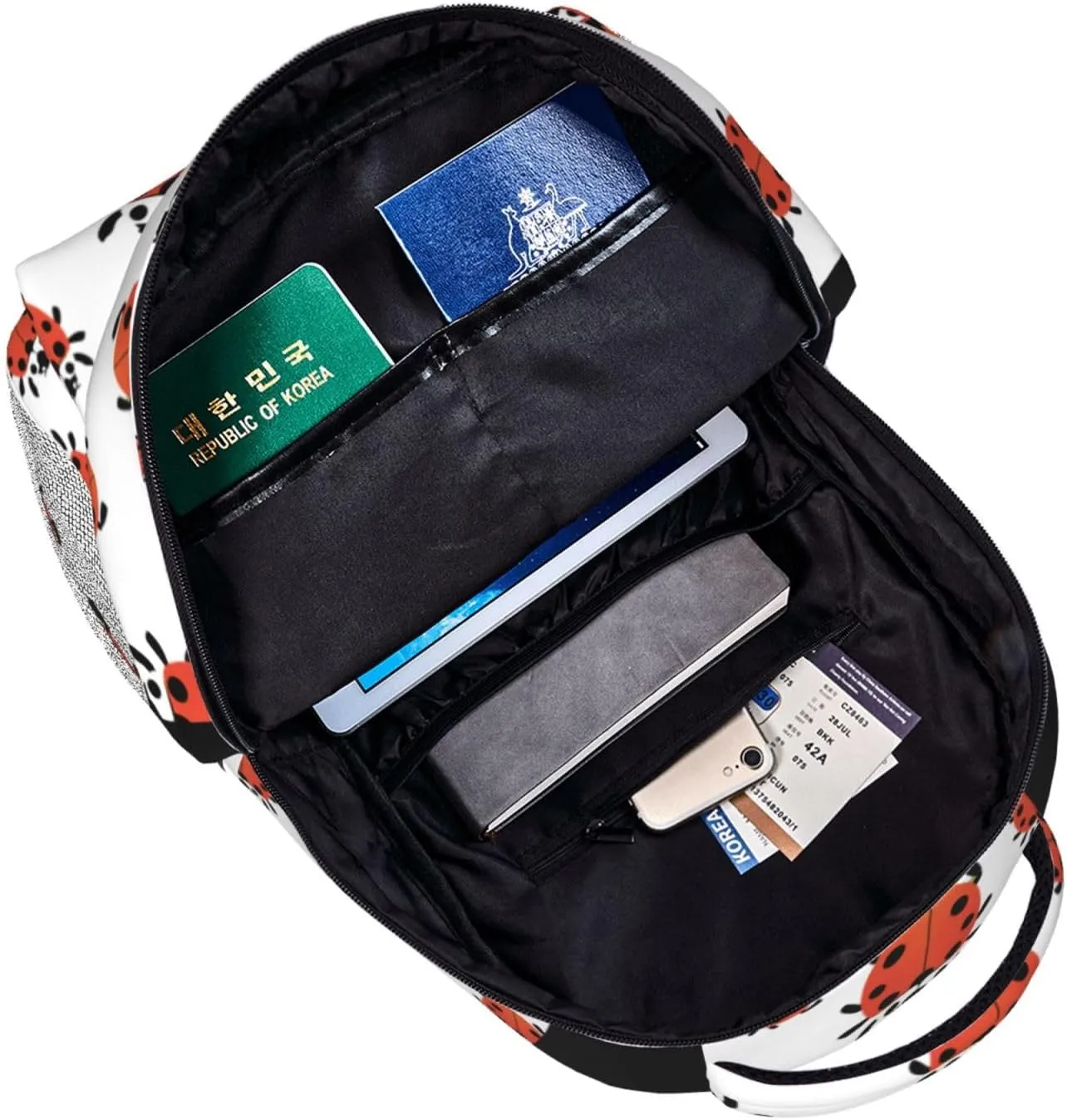 Lightweight Water Resistant Daypack for Daily Use Compatible with Ladybug Red Black Dots White Rucksack