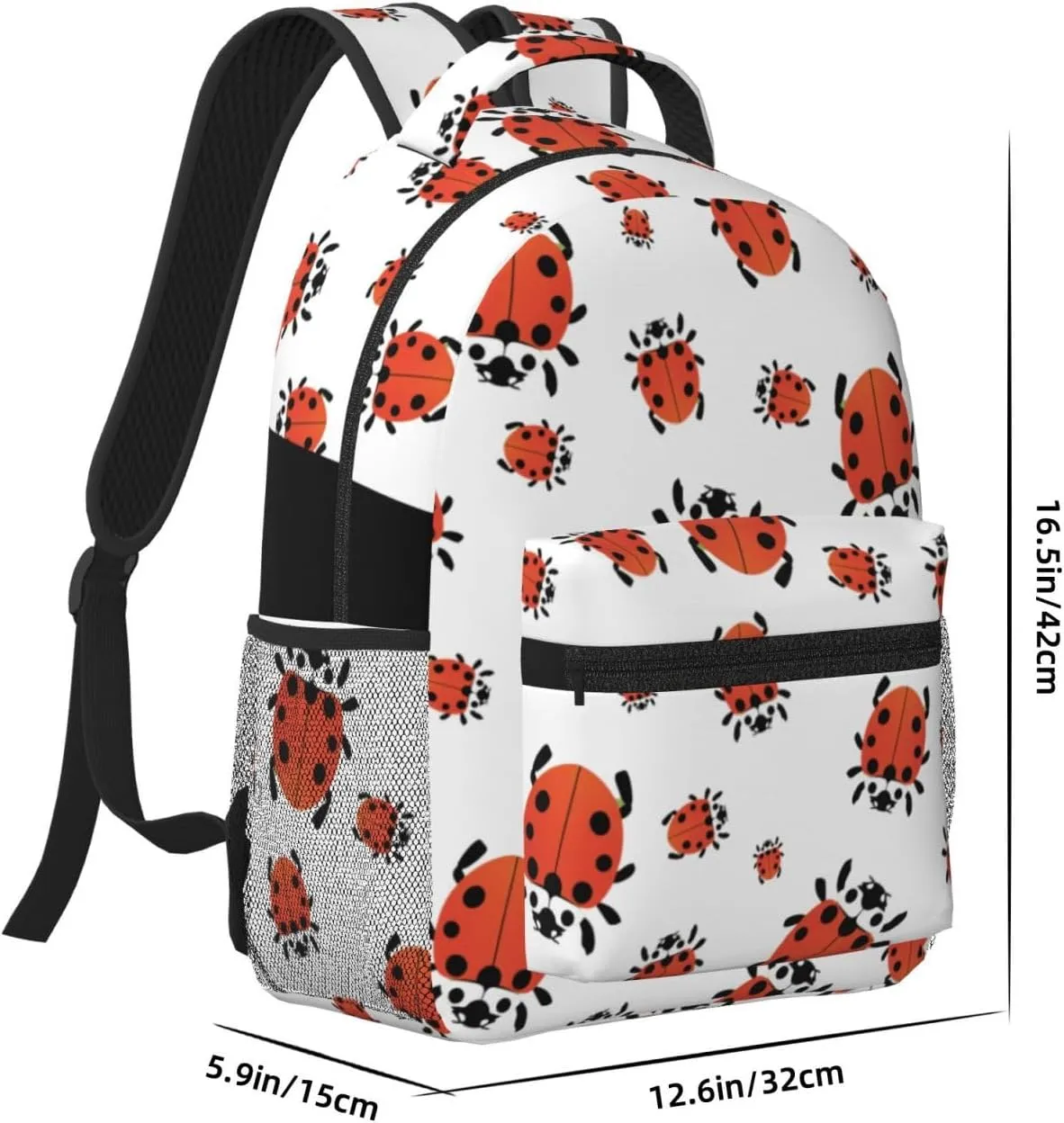 Lightweight Water Resistant Daypack for Daily Use Compatible with Ladybug Red Black Dots White Rucksack