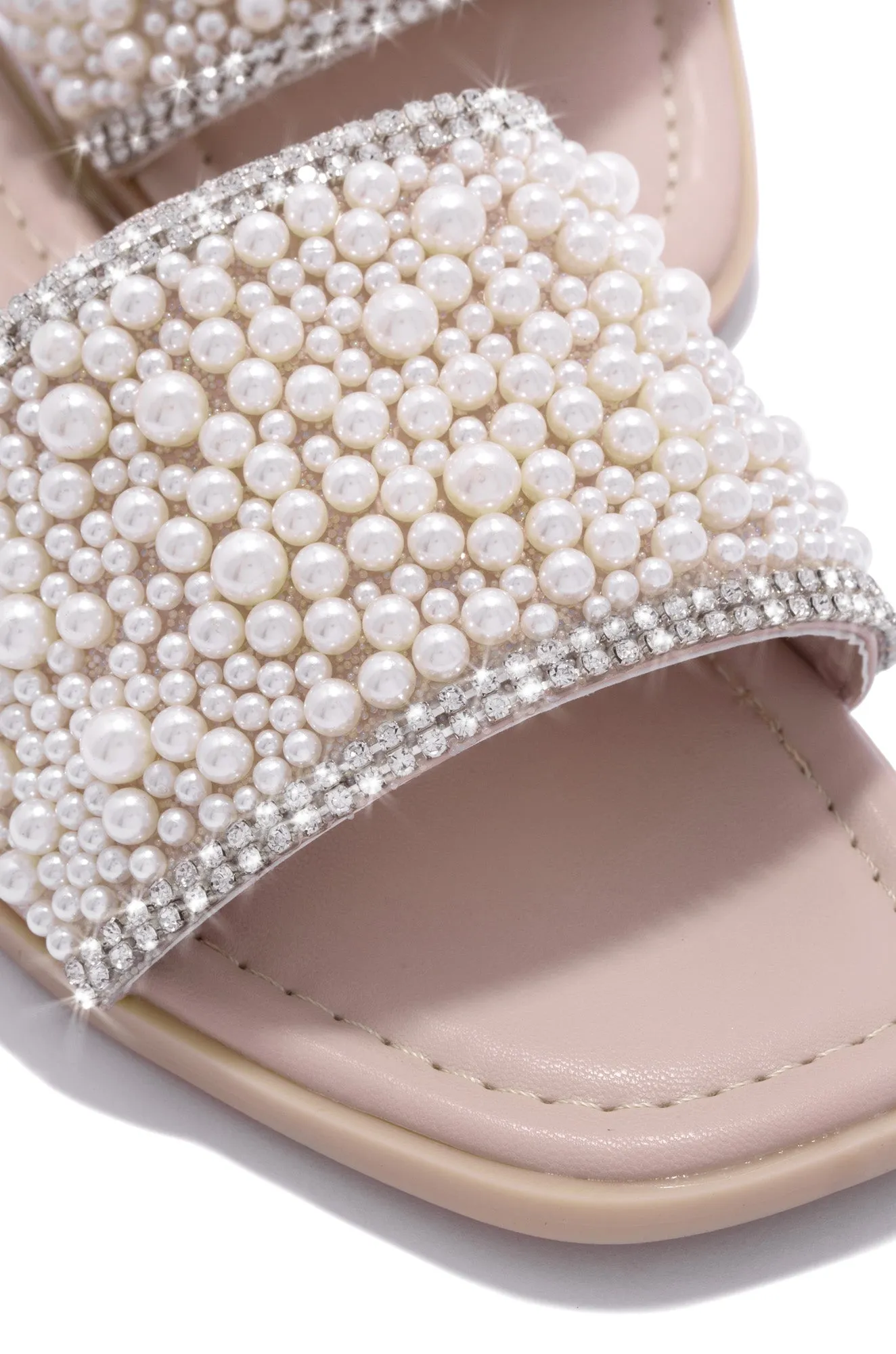 Love Destination Faux Pearl Slip On Sandals - Nude