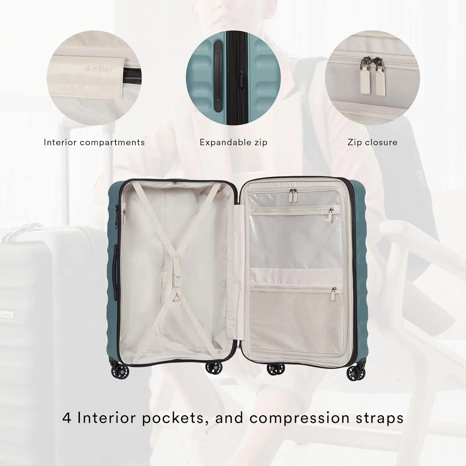Luggage | Large Suitcase with Spinner Wheels 31 Inch | Lightweight Suitcase with Expandable Zip | Hard Case Luggage Twist Grip Handle | TSA Approved Locks | Polycarbonate | Mineral