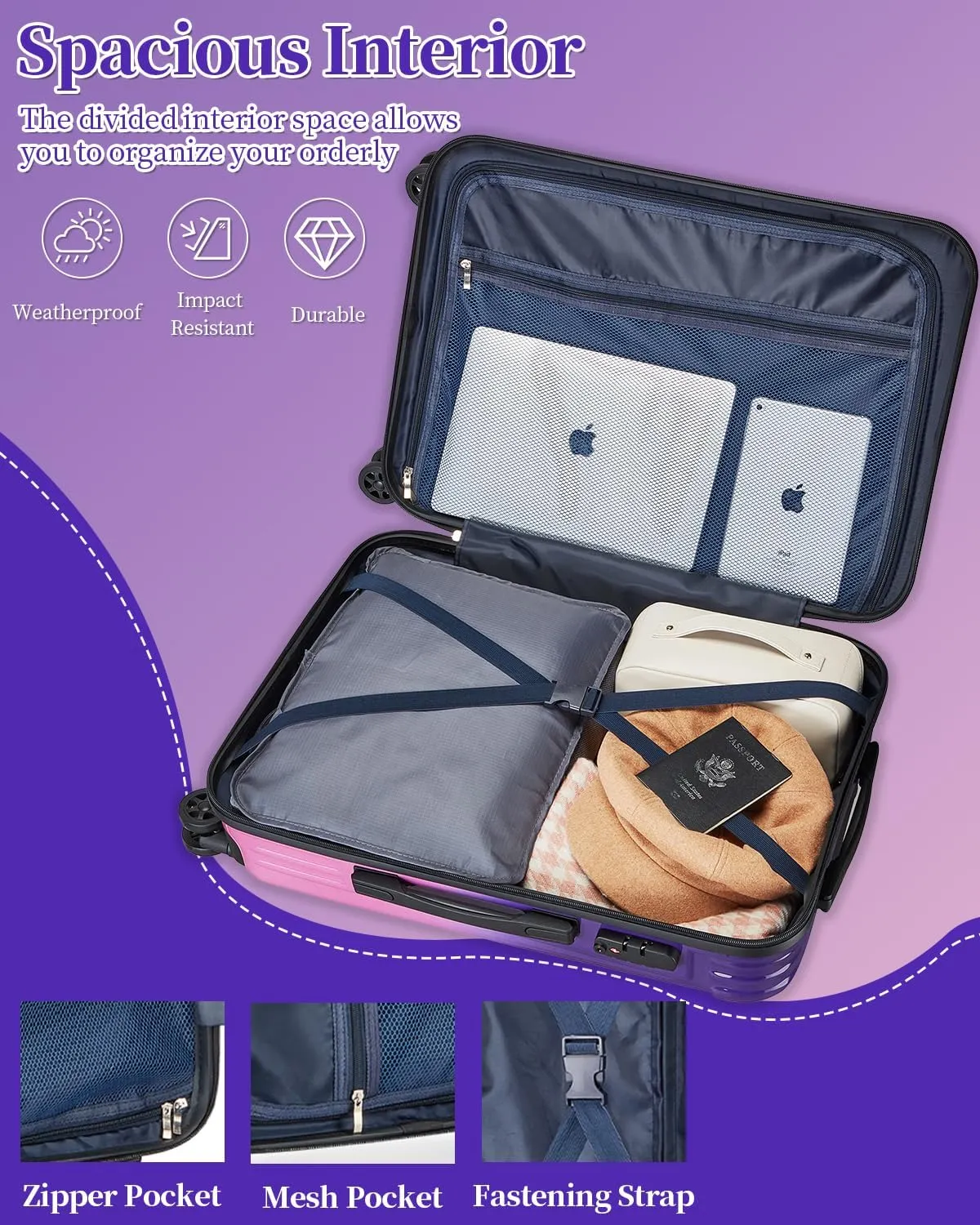 Luggage Set, 20 Inch Carry on Luggage, 24 Inch Checked Luggage Lightweight Hardside Suitcase With Spinner Wheels, TSA Lock, 2-Piece Set