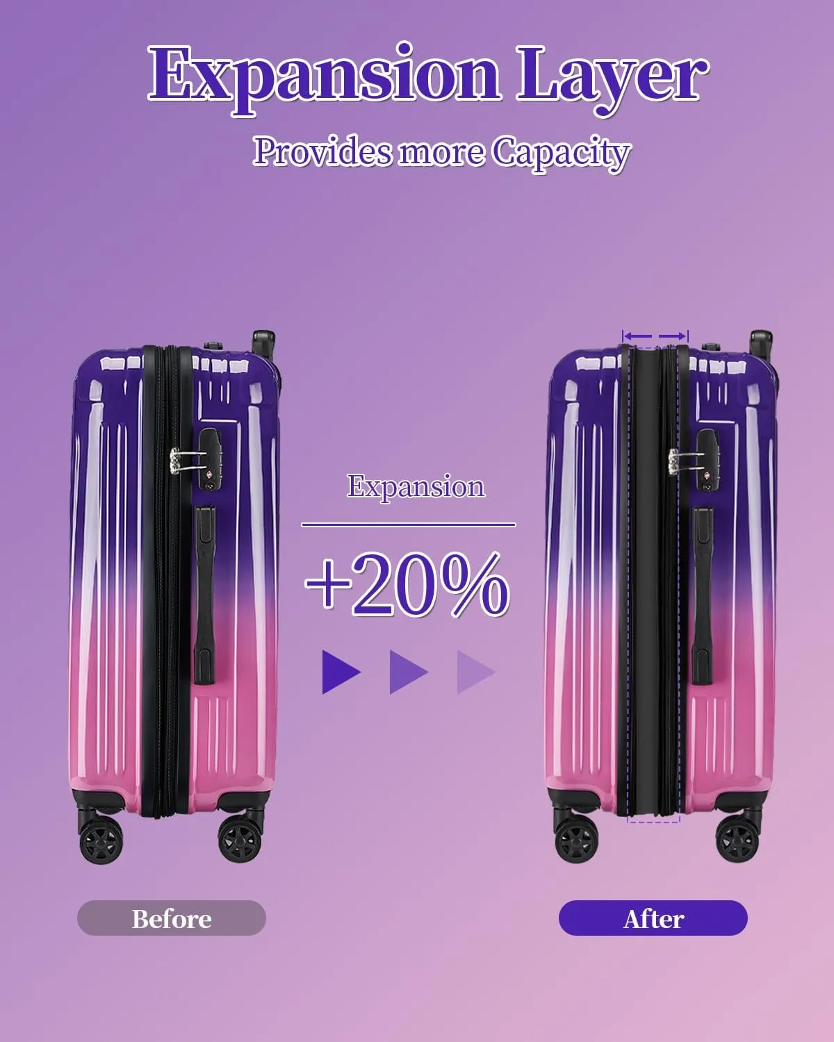 Luggage Set, 20 Inch Carry on Luggage, 24 Inch Checked Luggage Lightweight Hardside Suitcase With Spinner Wheels, TSA Lock, 2-Piece Set