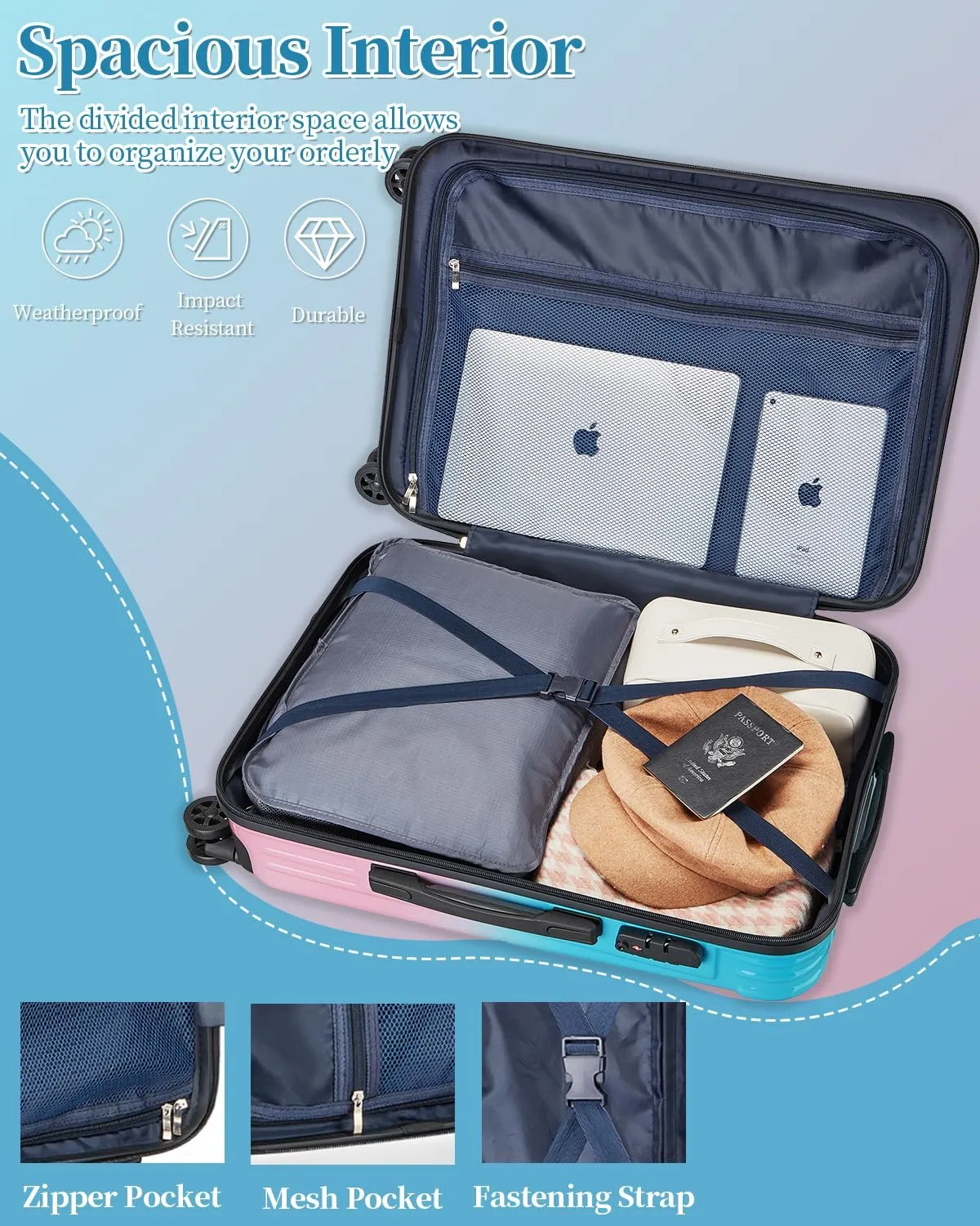 Luggage Set, 20 Inch Carry on Luggage, 24 Inch Checked Luggage Lightweight Hardside Suitcase With Spinner Wheels, TSA Lock, 2-Piece Set