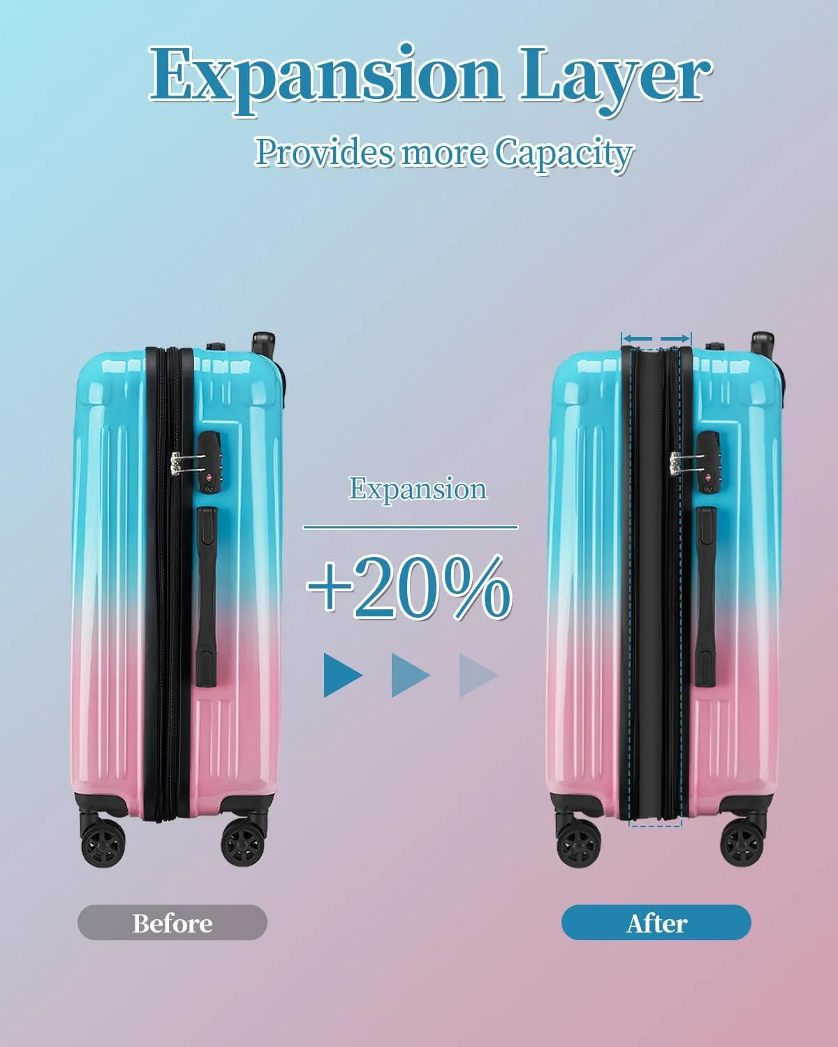 Luggage Set, 20 Inch Carry on Luggage, 24 Inch Checked Luggage Lightweight Hardside Suitcase With Spinner Wheels, TSA Lock, 2-Piece Set