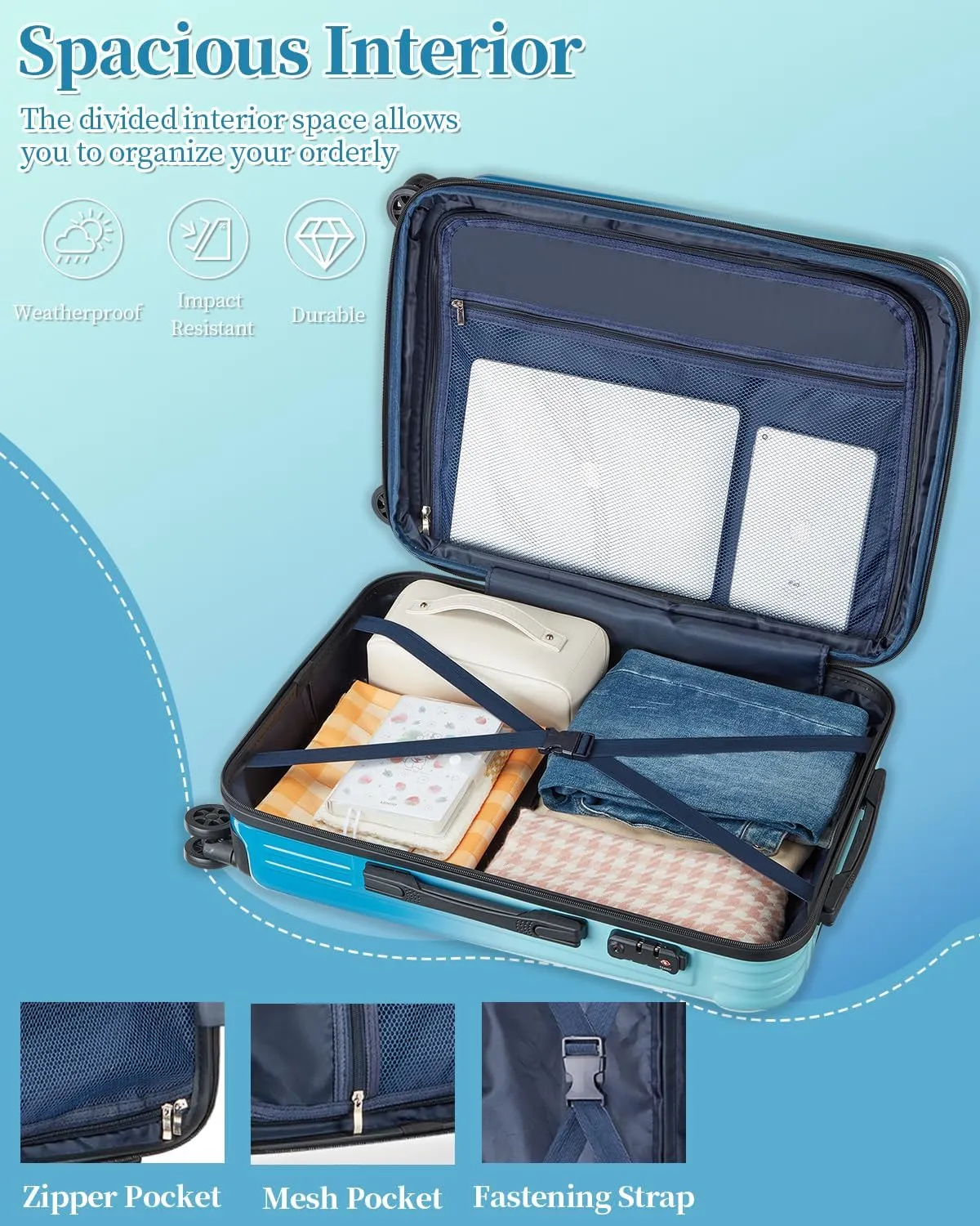 Luggage Set, 20 Inch Carry on Luggage, 24 Inch Checked Luggage Lightweight Hardside Suitcase With Spinner Wheels, TSA Lock, 2-Piece Set
