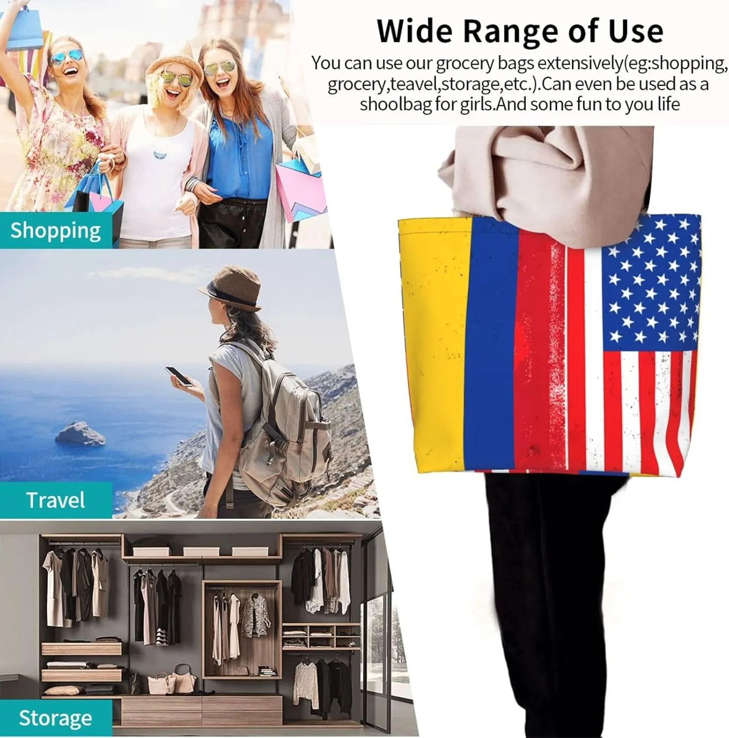 Marriage Colombian Married Flag Women's Tote Bag Large Capacity Single Shoulder Bags Handbag for Shopping Work
