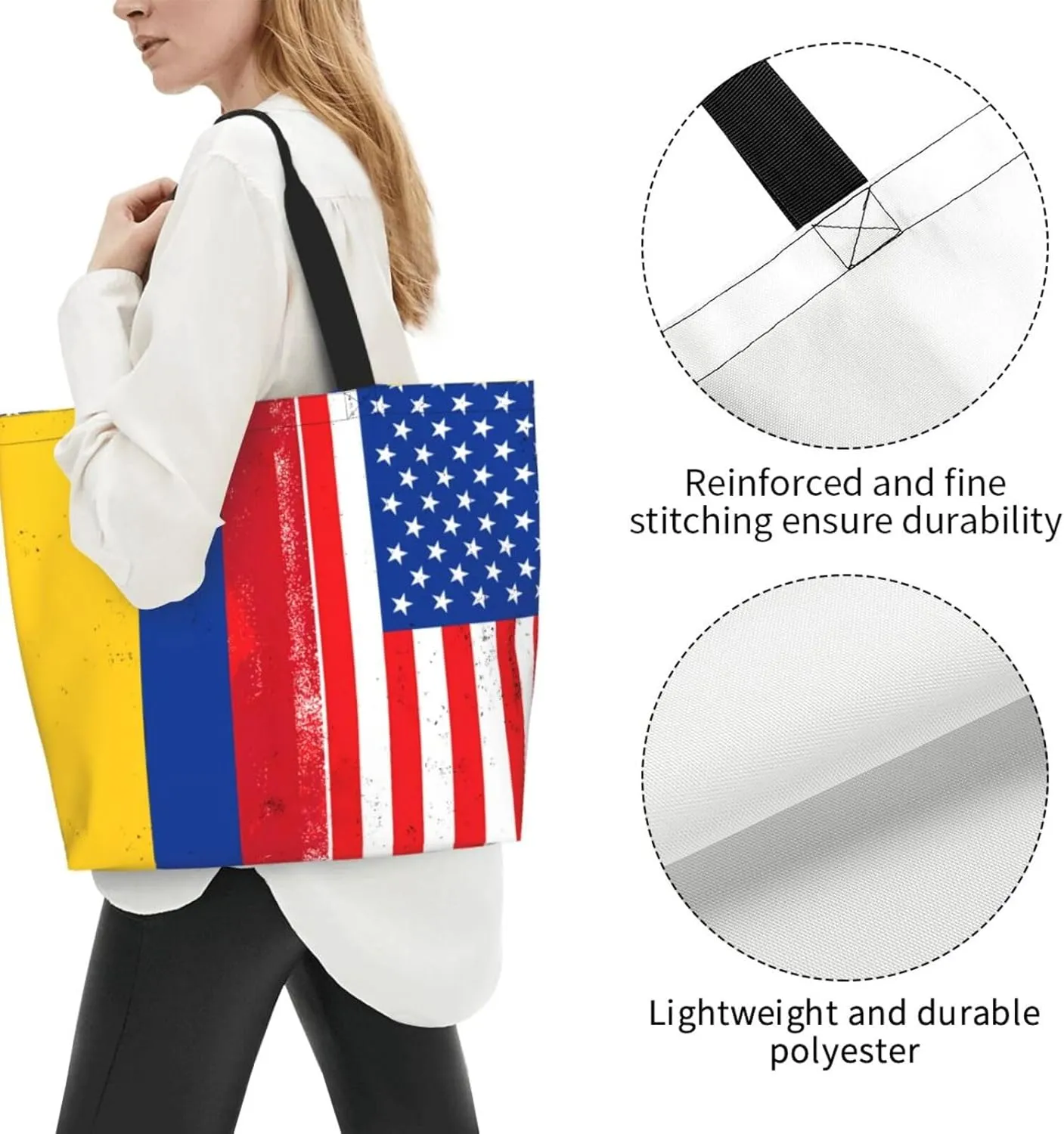 Marriage Colombian Married Flag Women's Tote Bag Large Capacity Single Shoulder Bags Handbag for Shopping Work