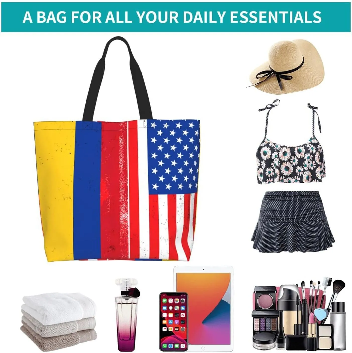 Marriage Colombian Married Flag Women's Tote Bag Large Capacity Single Shoulder Bags Handbag for Shopping Work