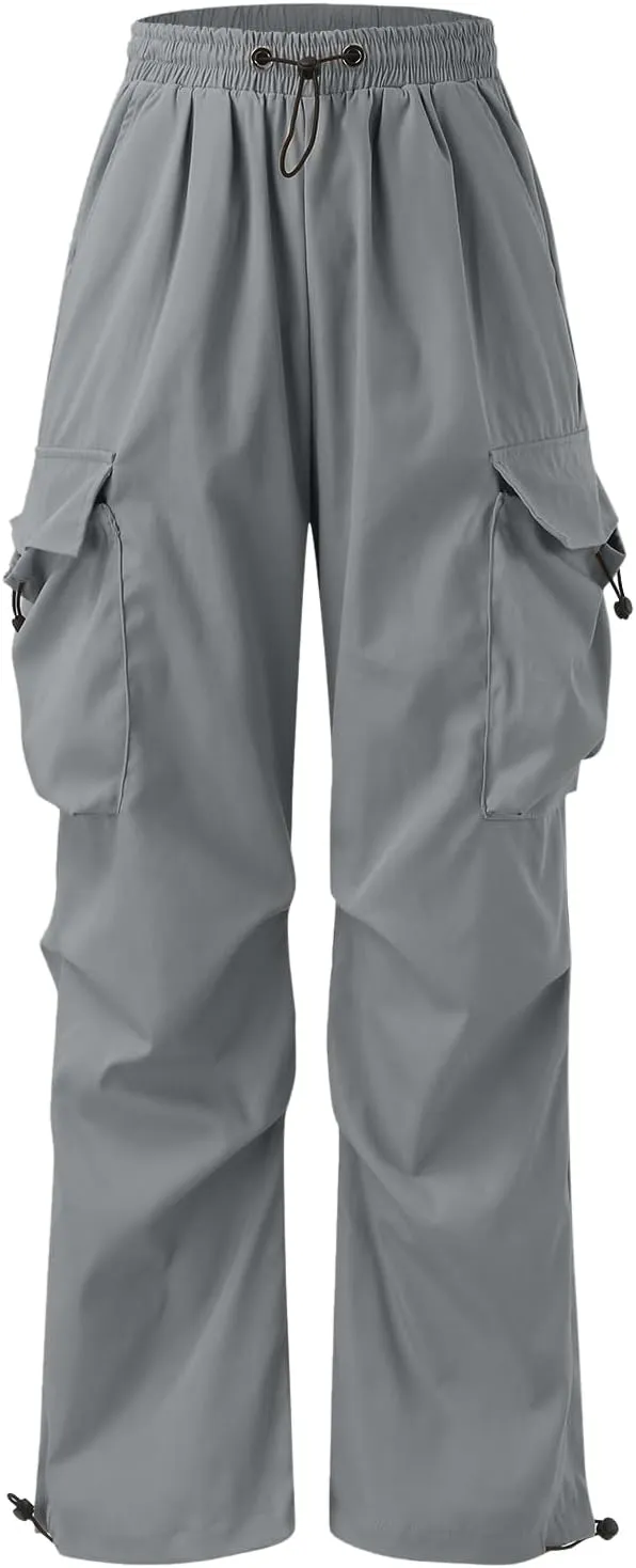 Men's Baggy Cargo Pants Casual Wide Leg Parachute Cargo Pants Loose Fit Palazzo Hip Hop Harem Trouser with Pockets