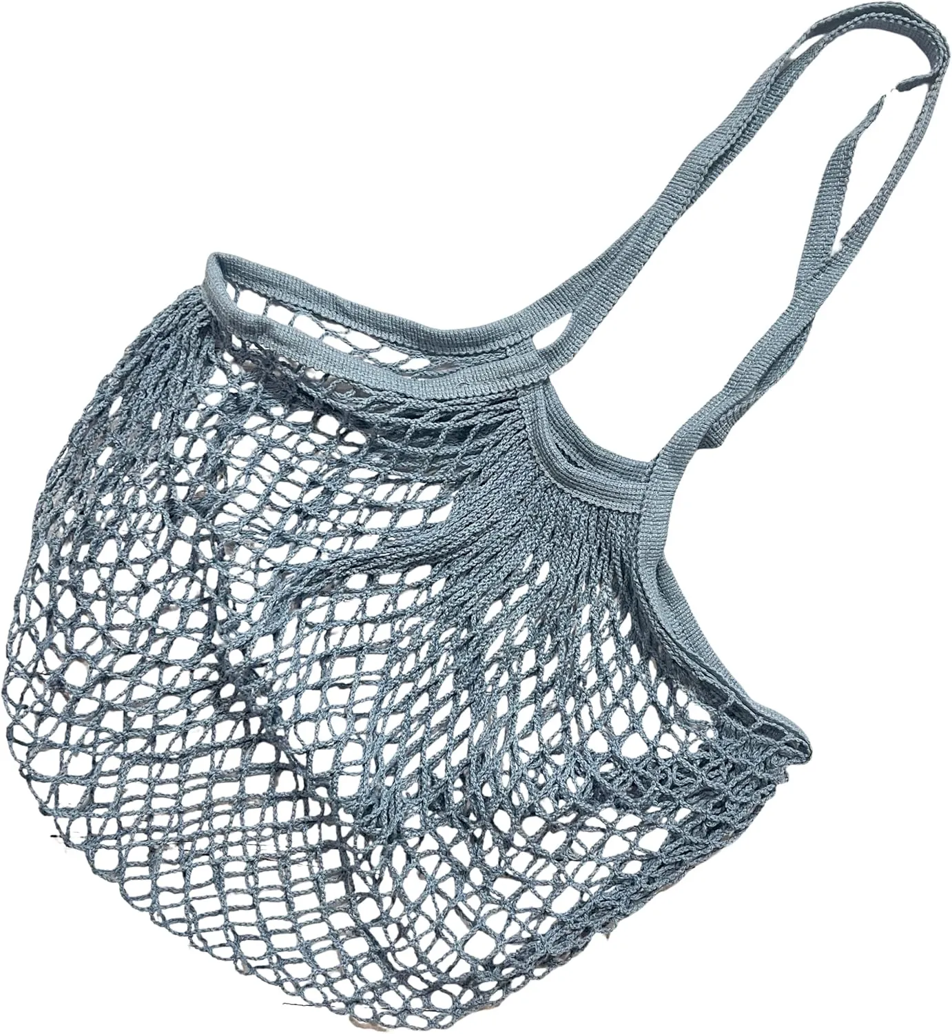 Mesh Net Bag with Long Shoulder Handle Bag Stretchable Reusable for Grocery Shopping Beach Toys Storage (Tibet Blue)