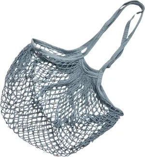 Mesh Net Bag with Long Shoulder Handle Bag Stretchable Reusable for Grocery Shopping Beach Toys Storage (Tibet Blue)