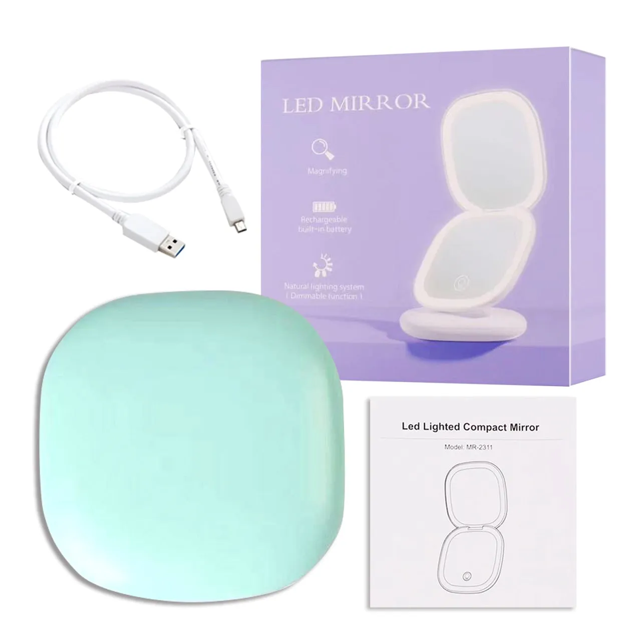 Mini Compact Led Makeup Mirror With Light