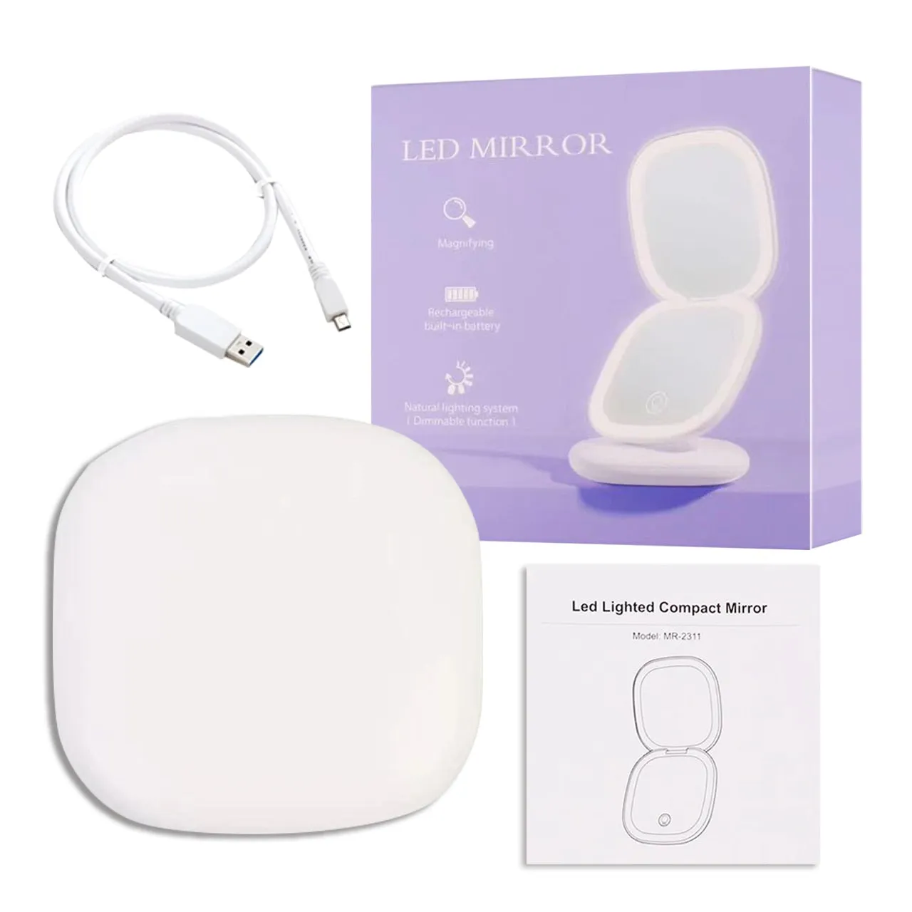Mini Compact Led Makeup Mirror With Light