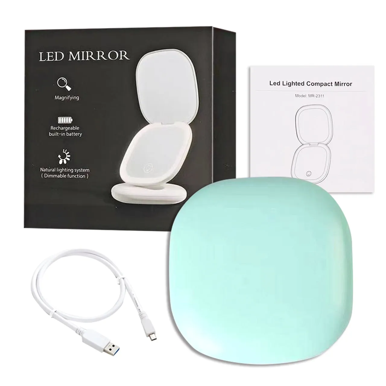 Mini Compact Led Makeup Mirror With Light