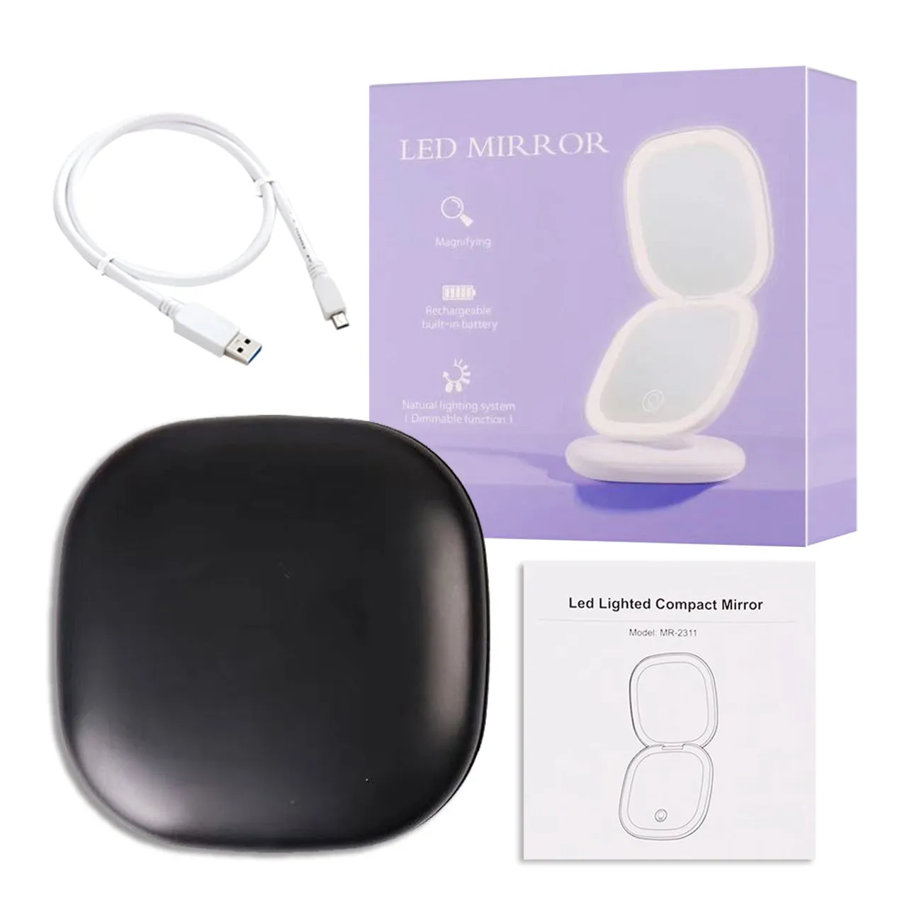 Mini Compact Led Makeup Mirror With Light
