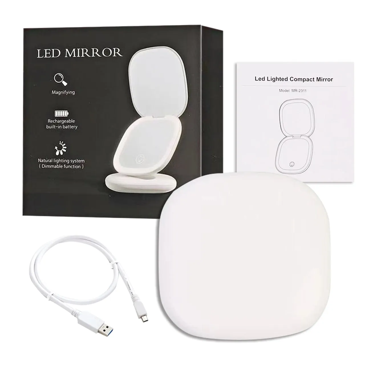 Mini Compact Led Makeup Mirror With Light