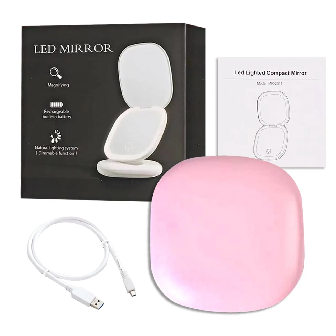 Mini Compact Led Makeup Mirror With Light