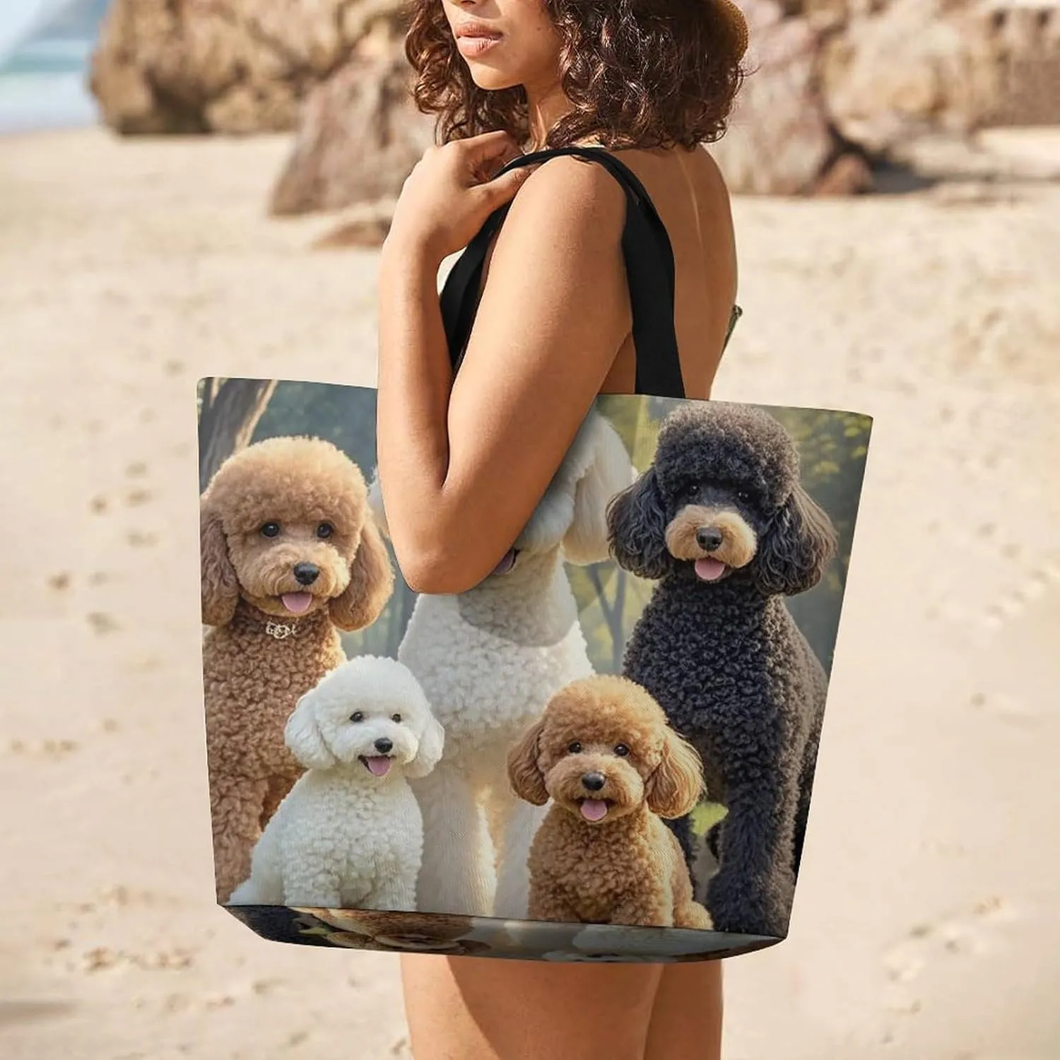 Mother Bear And Cubs Beach Bag Reusable Tote Bag Foldable Grocery Bags Women Shopping Bags for Daily Essentials