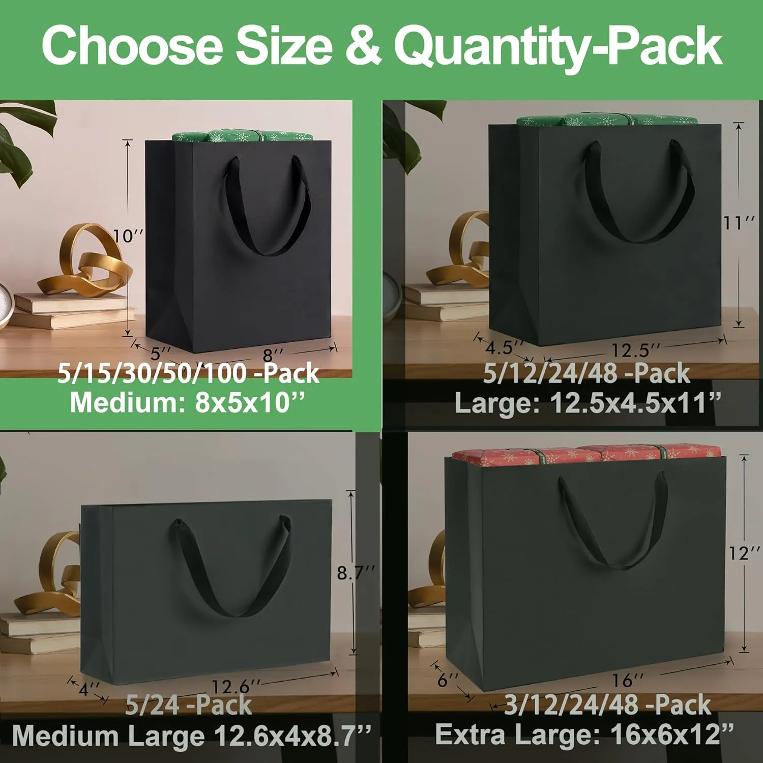 MOXARYSU Black Gift Bags With Handles: 8x5x10 Inch 30pcs Black Paper Bags Medium Bulk For Party Shopping Birthday Wedding (M, 30)