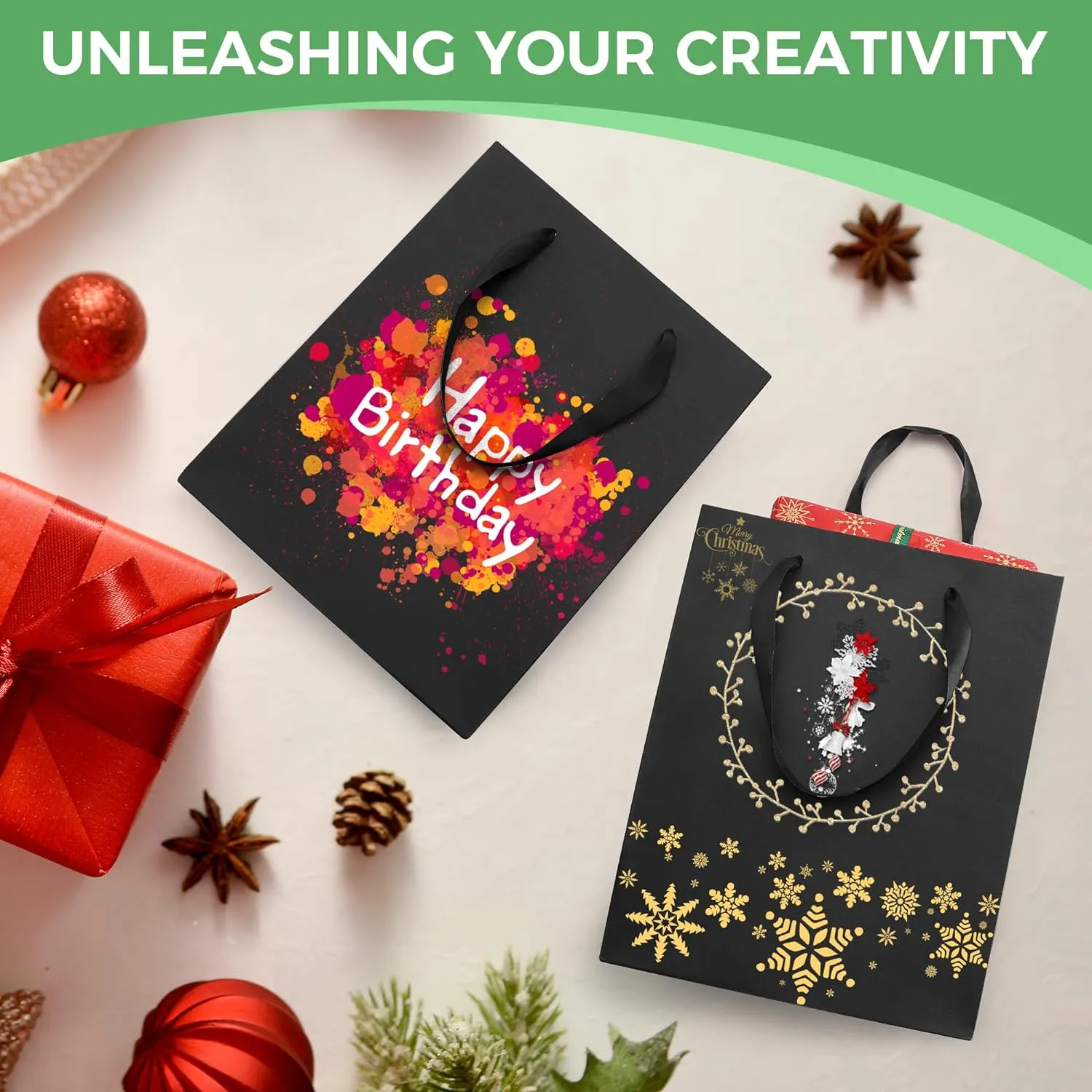 MOXARYSU Black Gift Bags With Handles: 8x5x10 Inch 30pcs Black Paper Bags Medium Bulk For Party Shopping Birthday Wedding (M, 30)