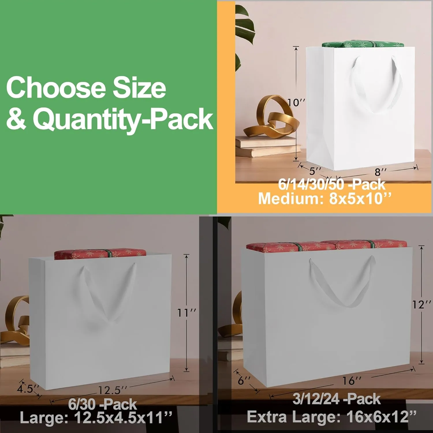 MOXARYSU White Gift Bags With Handles: 8x5x10 Inch 30pcs Medium Paper Gags Bulk For Birthday Wedding Party Shopping