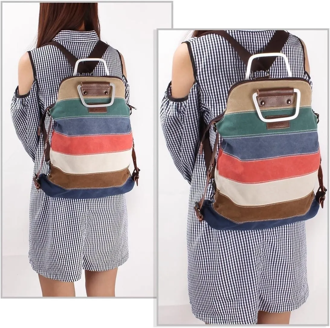 Multi-Function Canvas Shoulder Bag Contrast Crossbody Sling Bag Messenger Bag Handbag For Women Casual Daypack Totes