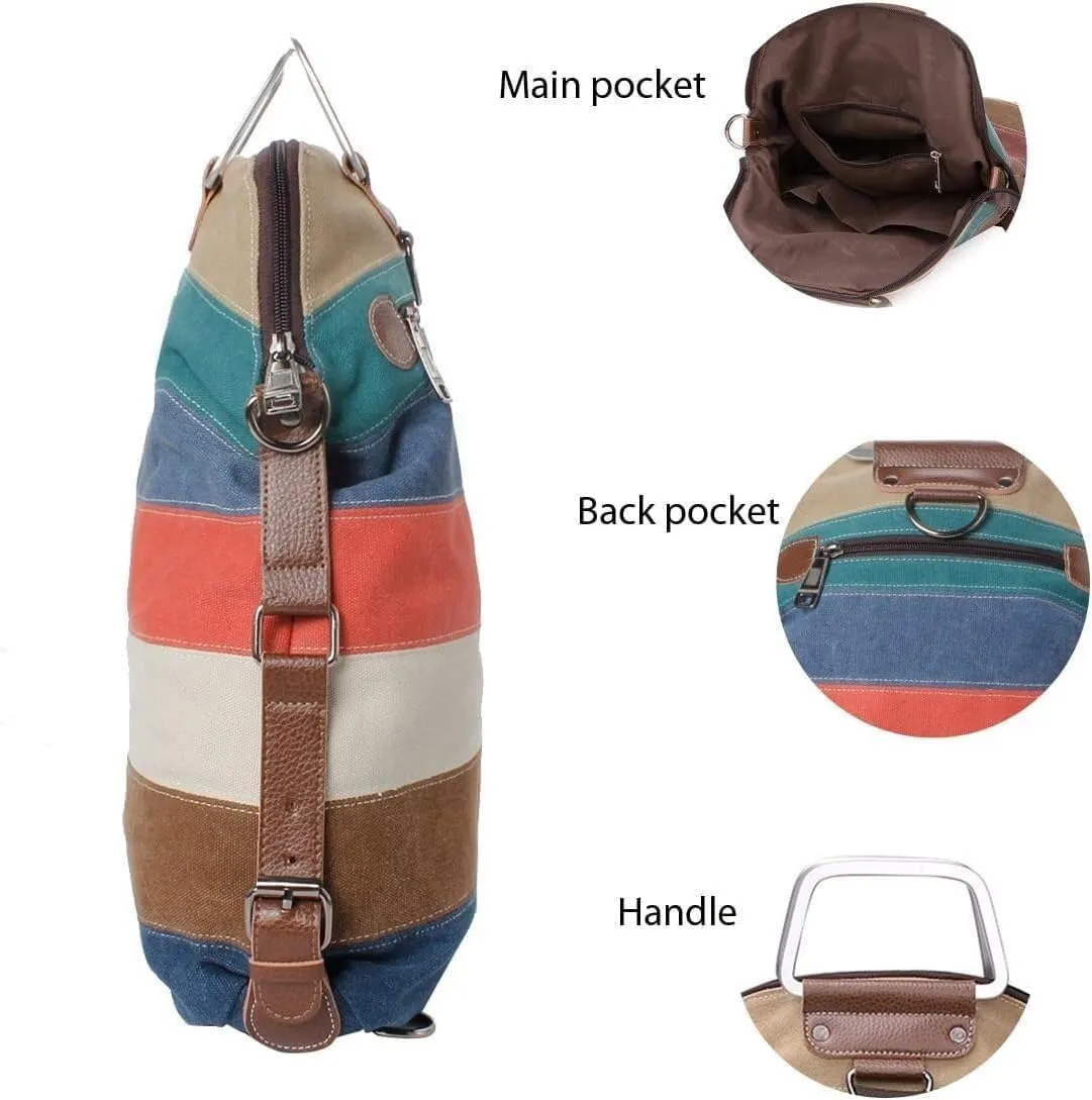 Multi-Function Canvas Shoulder Bag Contrast Crossbody Sling Bag Messenger Bag Handbag For Women Casual Daypack Totes