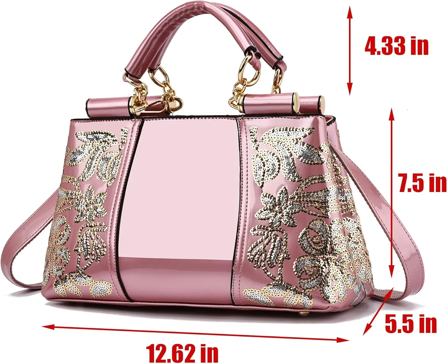 Nevenka Handbags For Women Patent Leather Designer Purse Suitable for Shopping Party Daily Use
