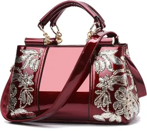 Nevenka Handbags For Women Patent Leather Designer Purse Suitable for Shopping Party Daily Use