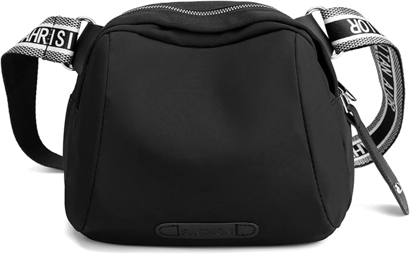 New Fashionable Casual Shoulder Bag Lightweight Nylon Fabric Women Crossbody Bags Mens Messenger Tote (Black, One Size)