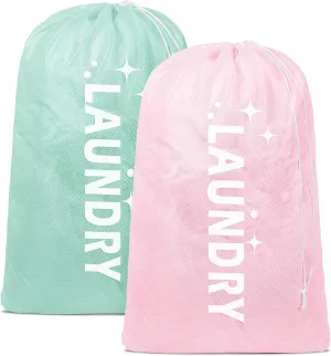 Nidoul 2 Pack Mesh Laundry Bags, Heavy Duty Large Laundry Bag with Drawstring, Laundry Mesh Wash Bags Laundry Hamper Liner for College Travel Camp, 24" x 36"