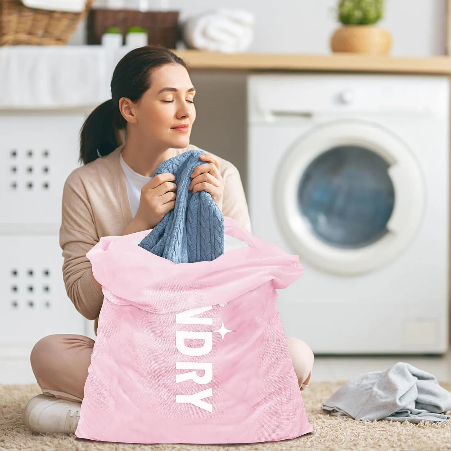 Nidoul 2 Pack Mesh Laundry Bags, Heavy Duty Large Laundry Bag with Drawstring, Laundry Mesh Wash Bags Laundry Hamper Liner for College Travel Camp, 24" x 36"