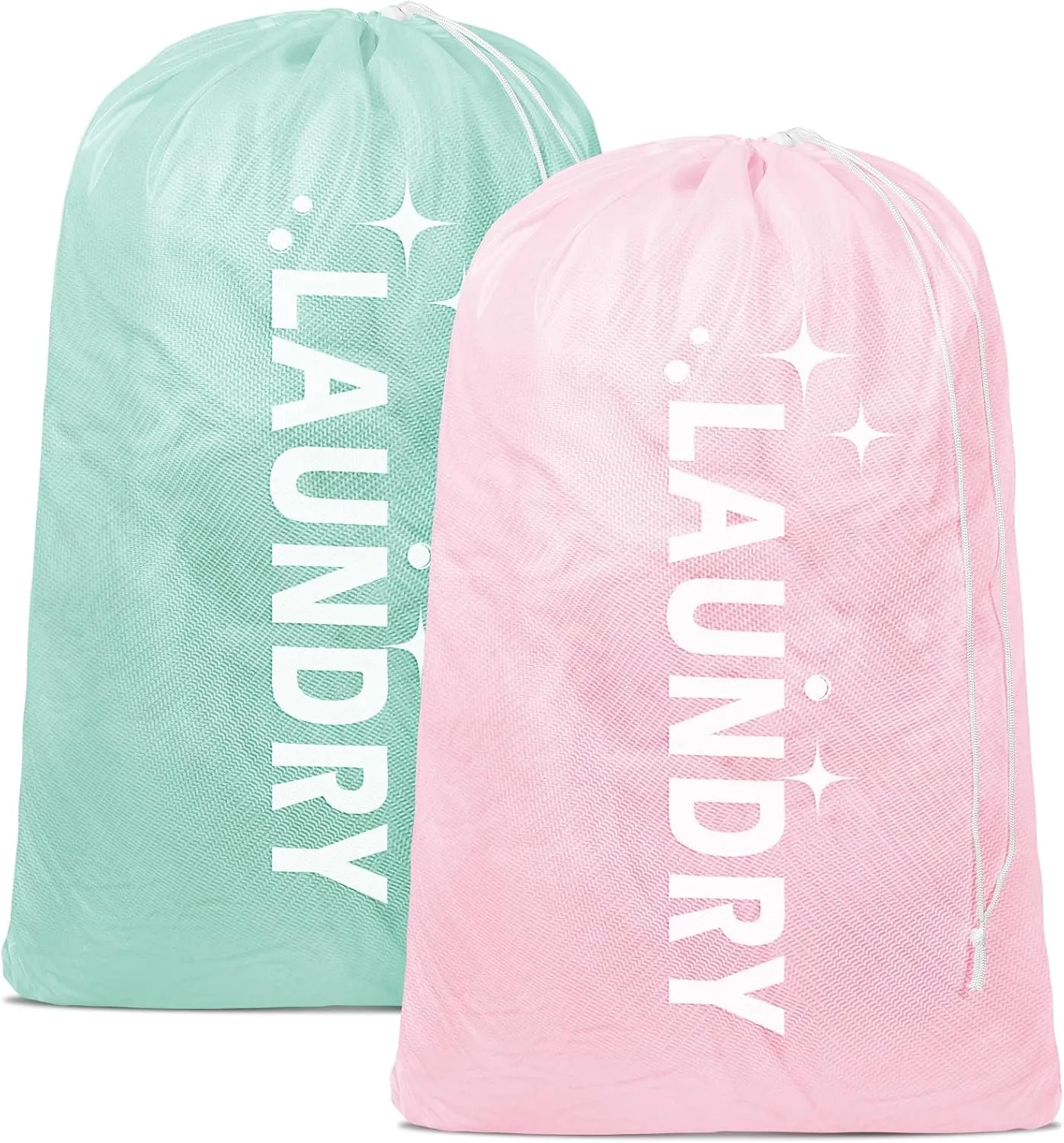 Nidoul 2 Pack Mesh Laundry Bags, Heavy Duty Large Laundry Bag with Drawstring, Laundry Mesh Wash Bags Laundry Hamper Liner for College Travel Camp, 24" x 36"