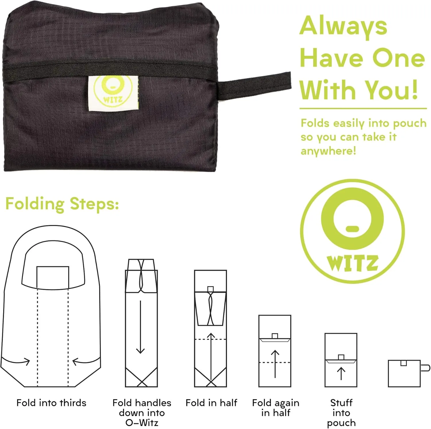 O-WITZ Reusable Grocery Bags | Vibrant Tote Bag For Groceries, Gym, Office, Beach, Toys & More | Washable Design With Large Handles For Maximum Convenience | Folds Into A Small Pouch, 3 Pack, Rainbow