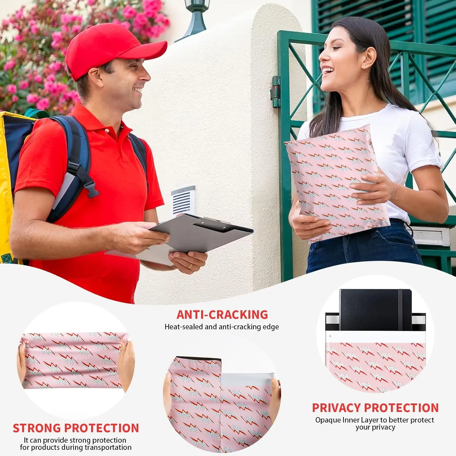 Oududianzi Poly Mailers 10x13, 100PCS Packaging Bags, Mailers Poly Bags for Shipping, Shipping Envelopes, Mailing Bags, Packaging Bags for Small Business, Shipping Bags for Clothes- Lightning Bolt