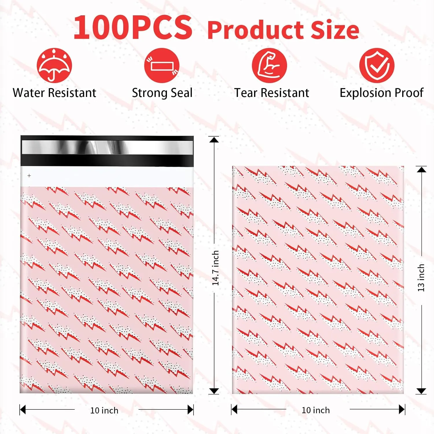 Oududianzi Poly Mailers 10x13, 100PCS Packaging Bags, Mailers Poly Bags for Shipping, Shipping Envelopes, Mailing Bags, Packaging Bags for Small Business, Shipping Bags for Clothes- Lightning Bolt