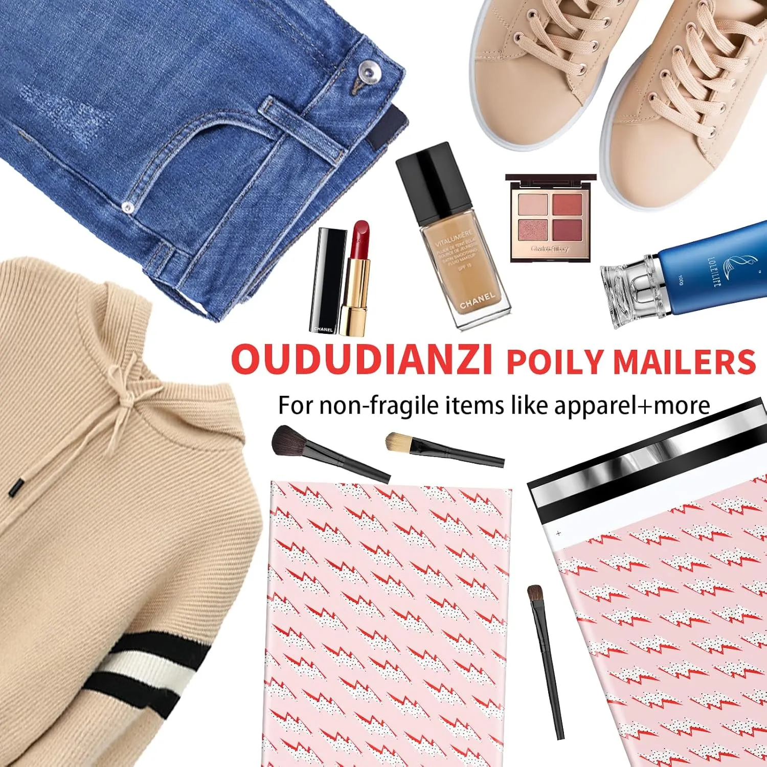 Oududianzi Poly Mailers 10x13, 100PCS Packaging Bags, Mailers Poly Bags for Shipping, Shipping Envelopes, Mailing Bags, Packaging Bags for Small Business, Shipping Bags for Clothes- Lightning Bolt