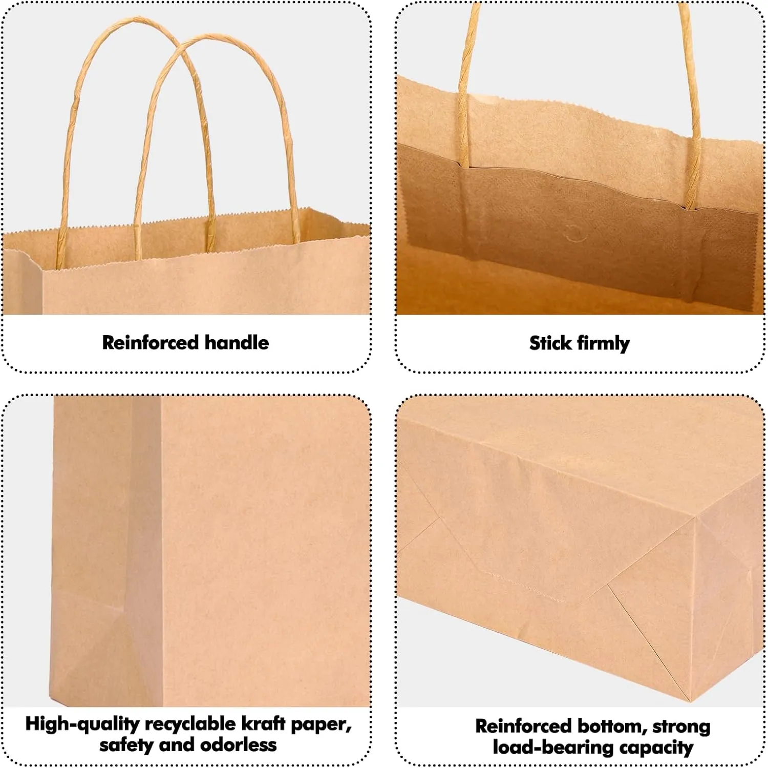 OUTUXED 35pcs Gift Bags, Brown Paper Bags with Handles, 7.1x3.6x9.3in Medium Size Kraft Paper Bags for Retail, Gift Wrapping, and Shopping
