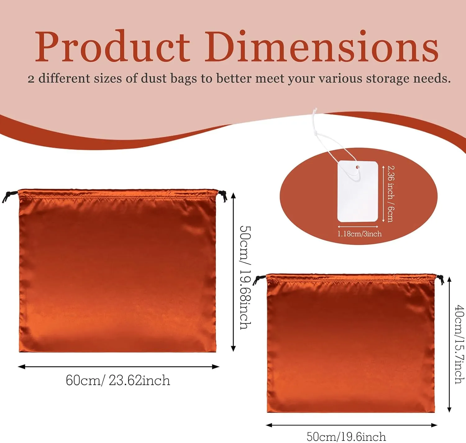 P Pothuiny 2 Pcs Satin Dust Bags for Handbags