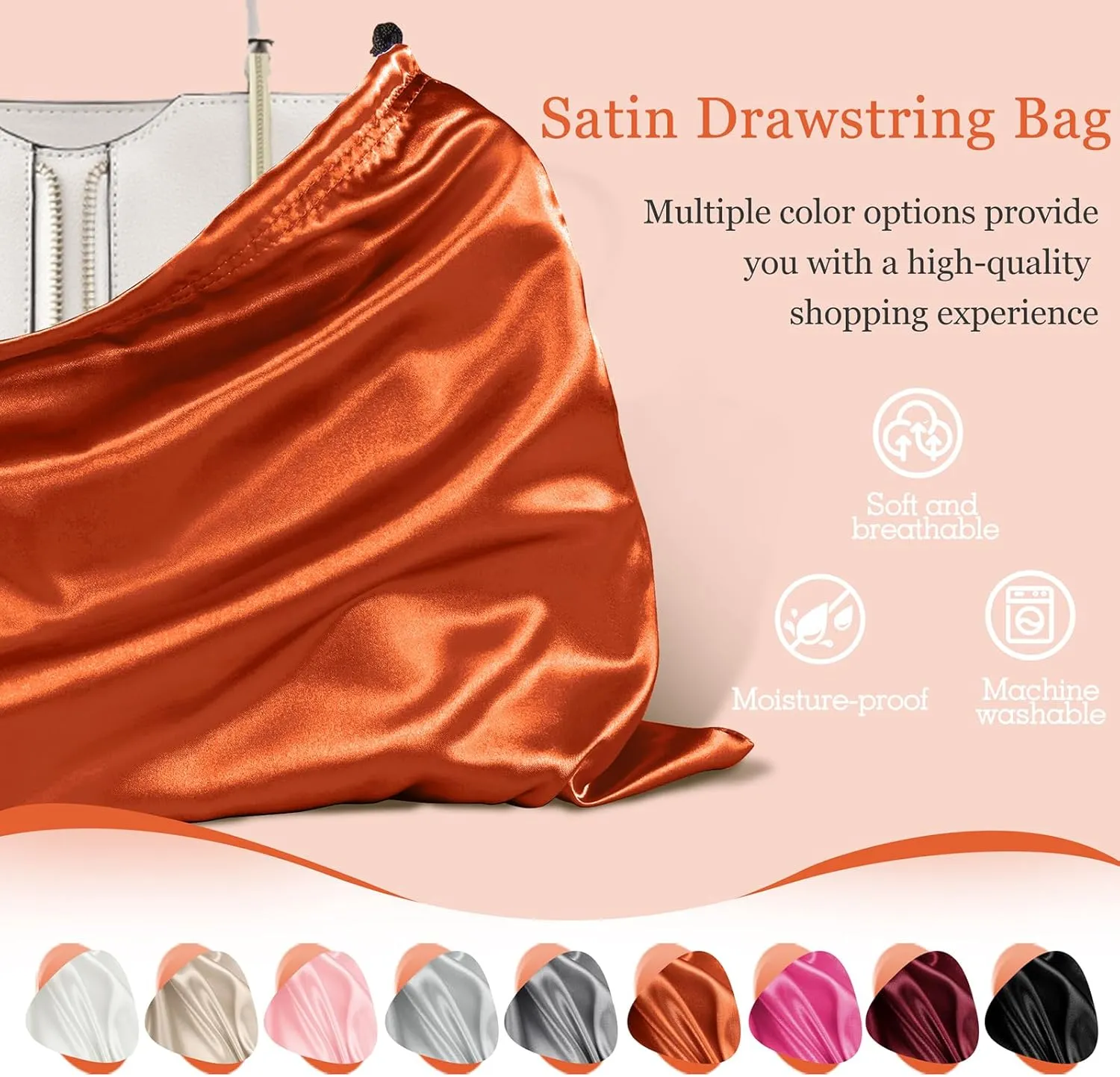 P Pothuiny 2 Pcs Satin Dust Bags for Handbags