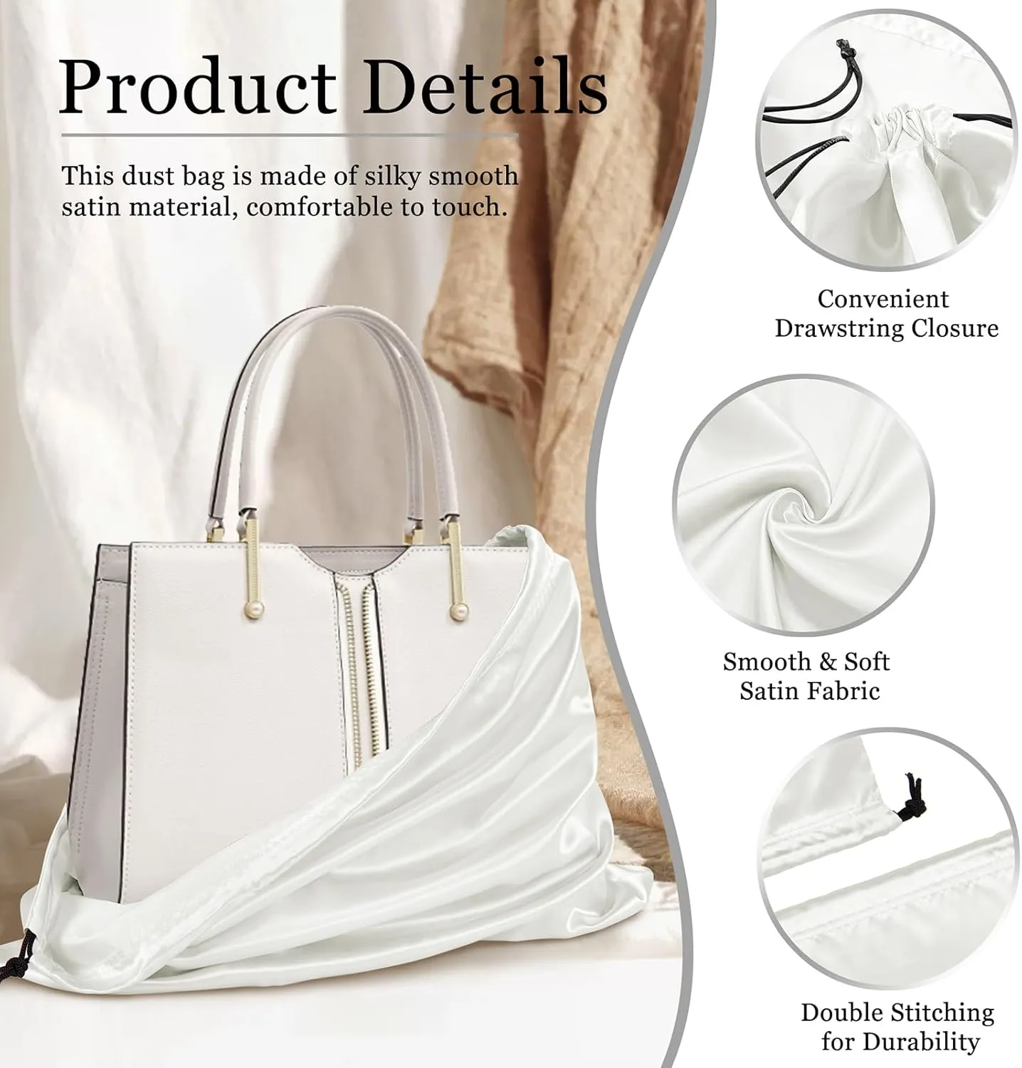 P Pothuiny 2 Pcs Satin Dust Bags for Handbags