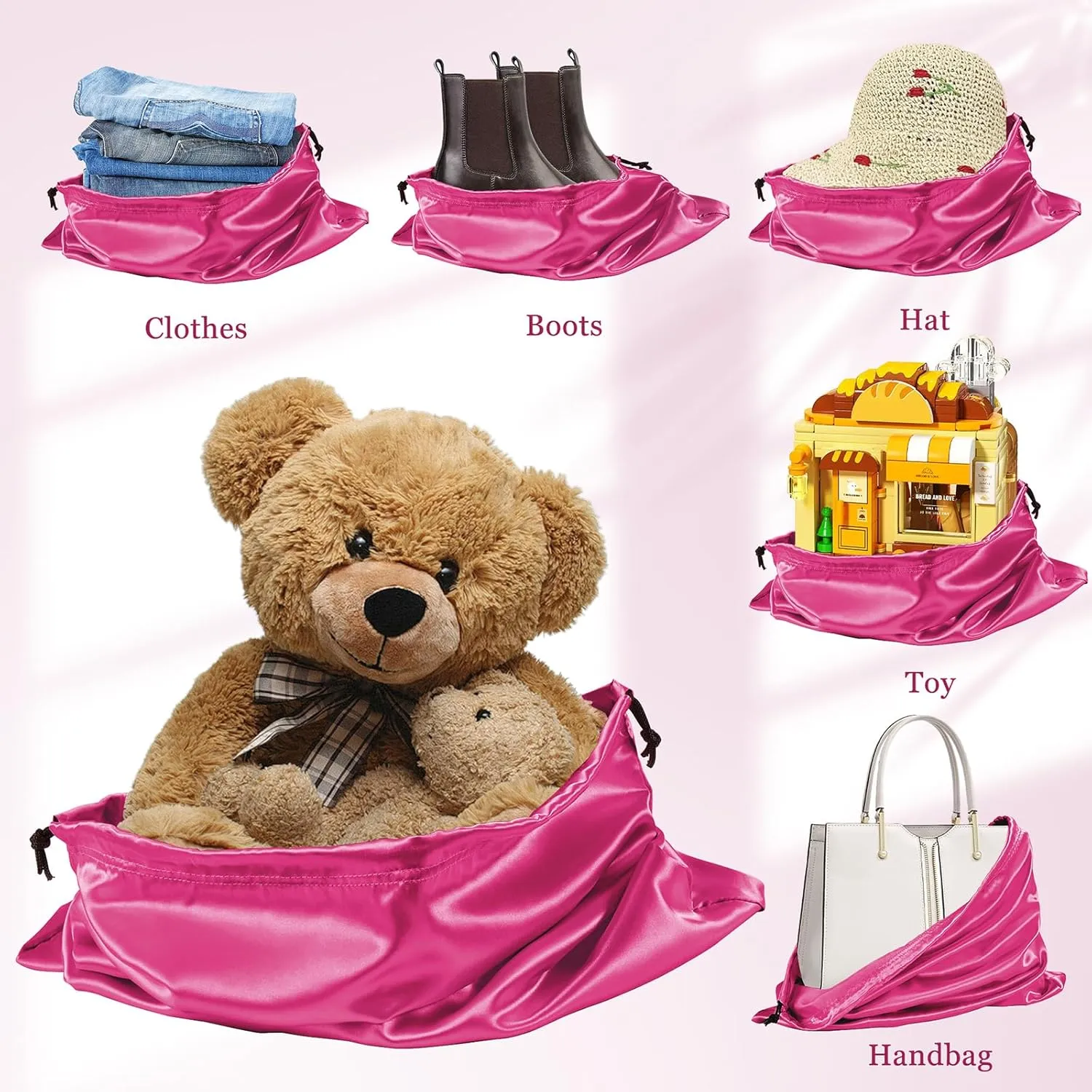 P Pothuiny 2 Pcs Satin Dust Bags for Handbags